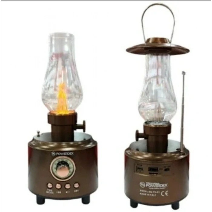 POWERDEX Gaz Lambası Modelli Radyolu Şarjlı Lüküs Dekoratif Lamba 10w Amber Işık