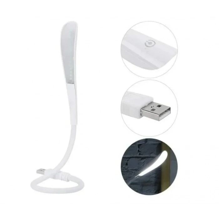 POWERMASTER Ledli Esnek USB Lamba  Beyaz 6400k Klavye Aydınlatma ve Kitap Okuma lambası