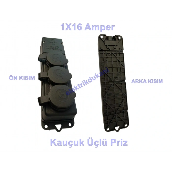 SCHNEİDER 1x16A 3lü Üçlü Kauçuk Monofaze Kapaklı Seyyar Grup Priz IP44
