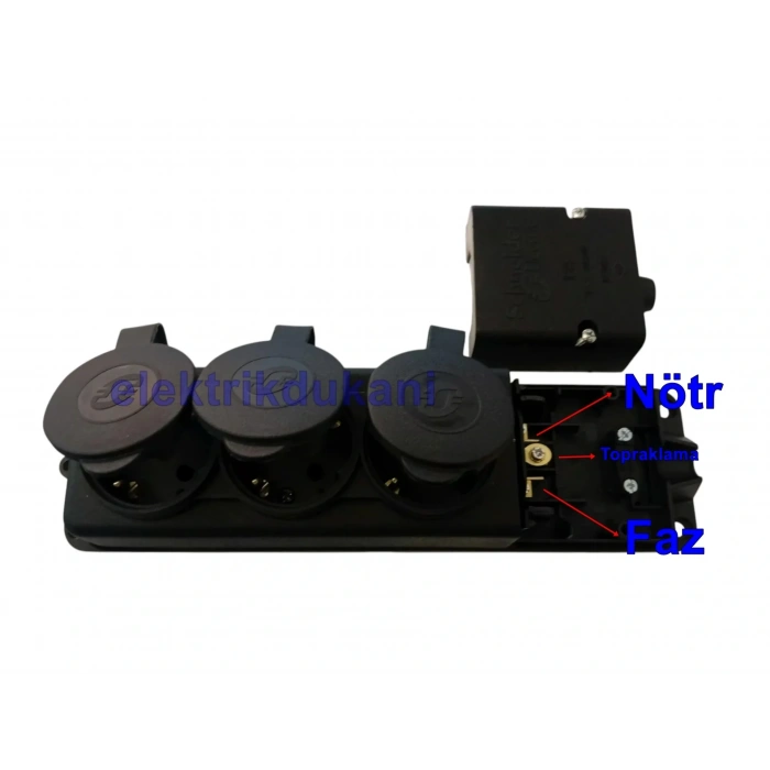 SCHNEİDER 1x16A 3lü Üçlü Kauçuk Monofaze Kapaklı Seyyar Grup Priz IP44