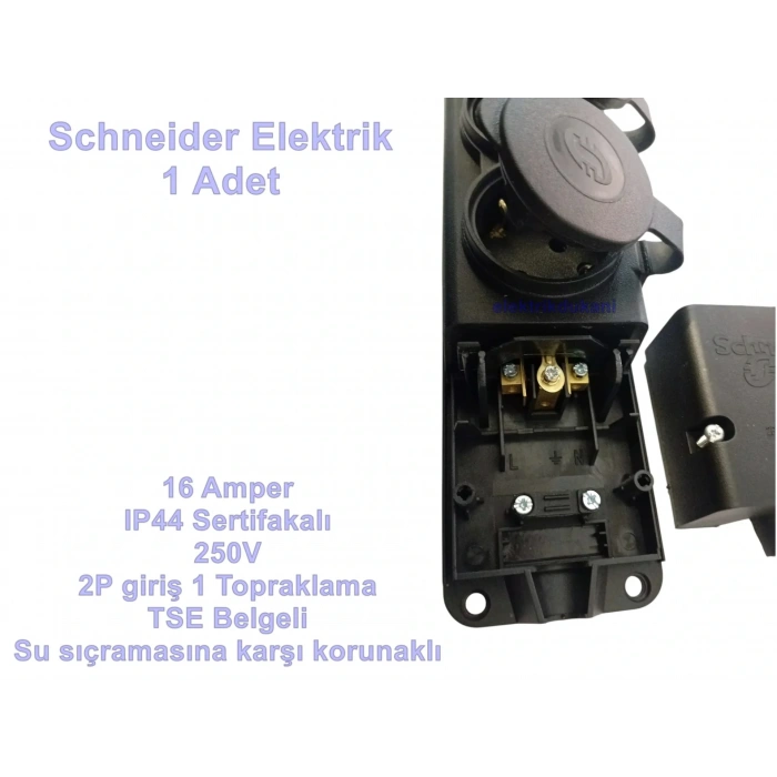 SCHNEİDER 1x16A 3lü Üçlü Kauçuk Monofaze Kapaklı Seyyar Grup Priz IP44