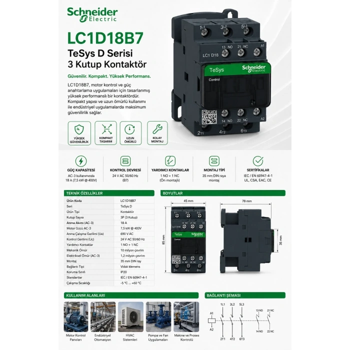 SCHNEİDER 7,5 KW 24V AC KONTAKTÖR