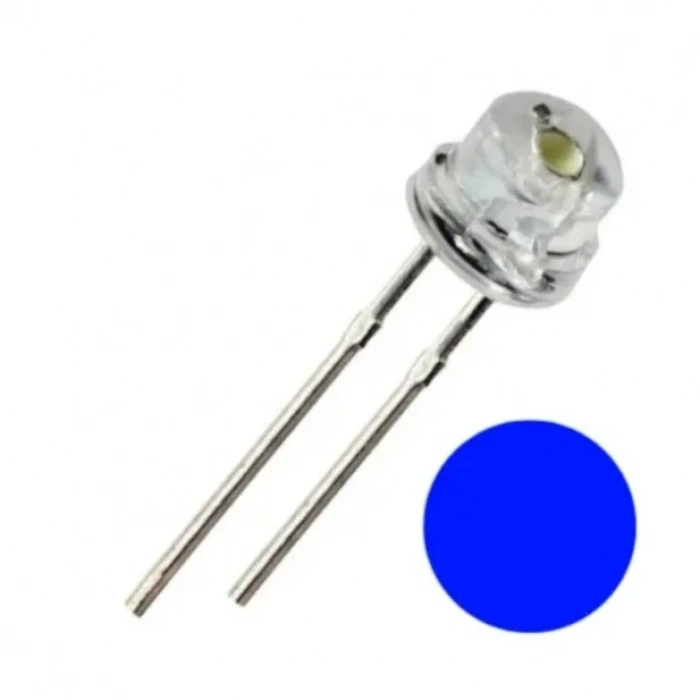 Şeffaf MAVİ Işık Mantar Led Diyot 3.5 Volt (1 Adet)