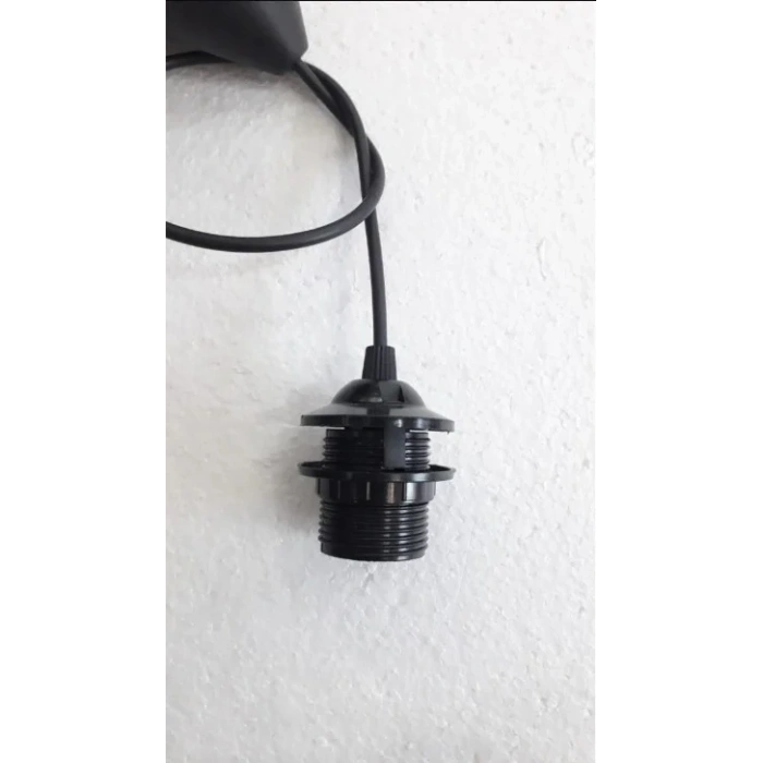 SİYAH Plastik Hazır Takım Tekli Tesisat E-27 Duylu Kablo