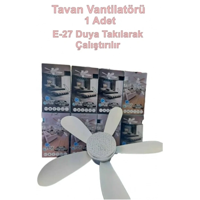 Tavan Vantilatörü 40w Beyaz / Günışığı Ledli E-27 Duy a Takılabilen 6 Kanatlı Kumandalı Vantilatör 80-265v
