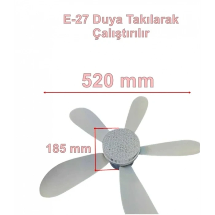 Tavan Vantilatörü 40w Beyaz / Günışığı Ledli E-27 Duy a Takılabilen 6 Kanatlı Kumandalı Vantilatör 80-265v