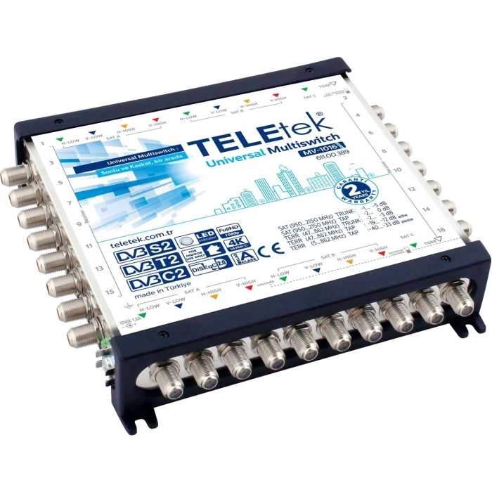 TELETEK 16 Çıkışlı Üniversal Multi Switch Hybrid Uydu Santrali Sonlu & Kaskatlı Kullanılabilir