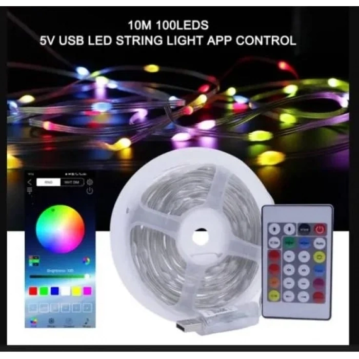 USB Girişli RGB Şerit Led Seti 10 mt IP 68 APP Kontrol Blue Tooth