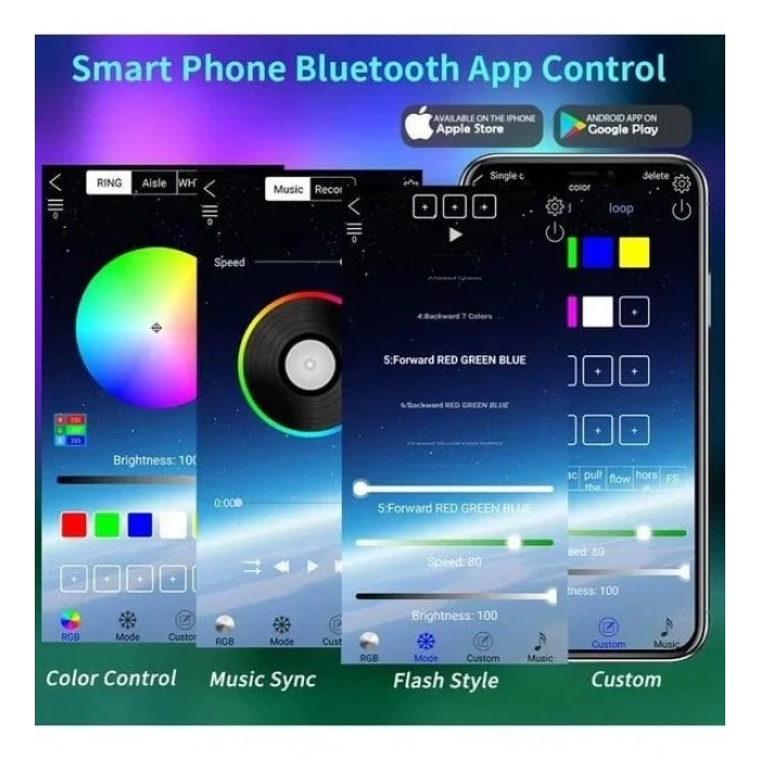 USB Girişli RGB Şerit Led Seti 10 mt IP 68 APP Kontrol Blue Tooth