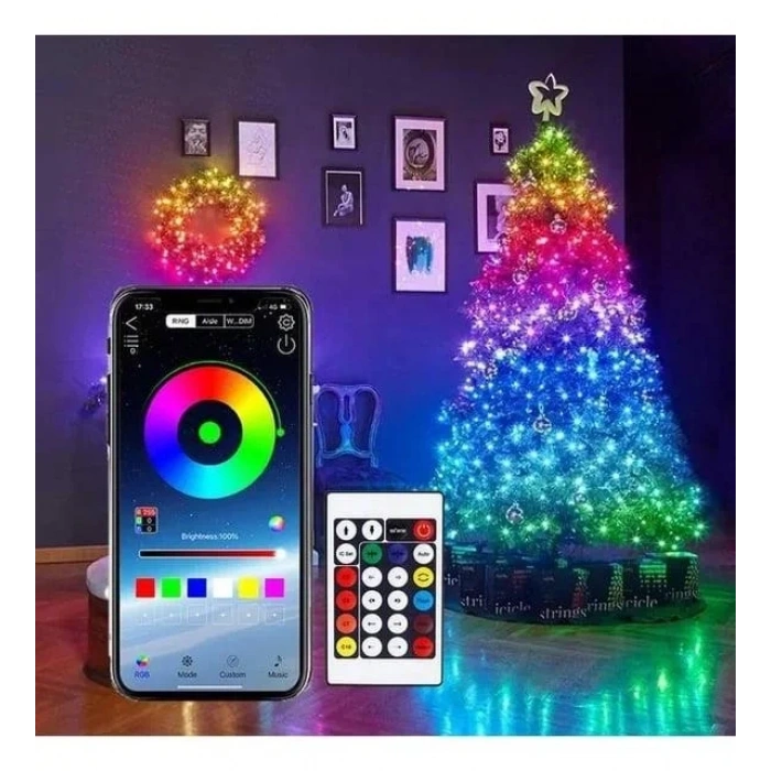 USB Girişli RGB Şerit Led Seti 10 mt IP 68 APP Kontrol Blue Tooth