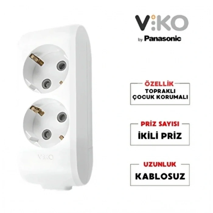 VİKO Multilet BEYAZ İkili Grup Priz Topraklı Klemensli (2li Kablosuz)