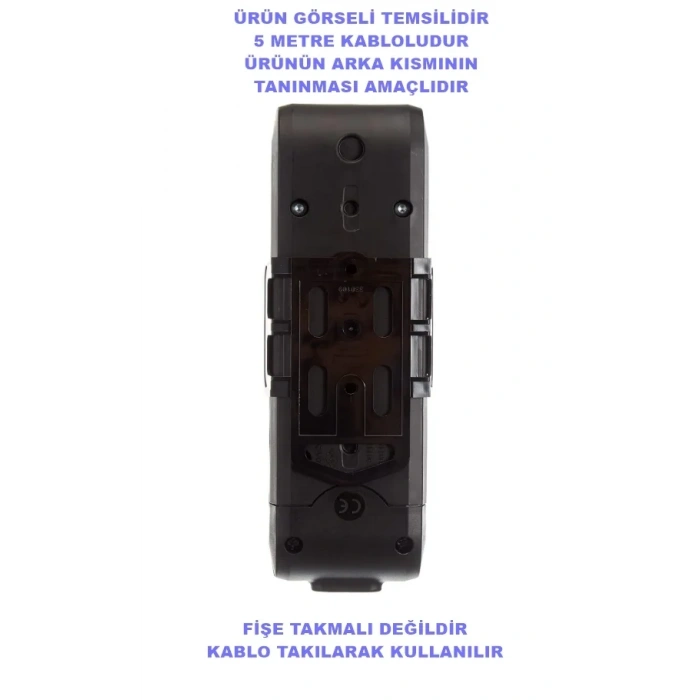 VİKO Multilet Üçlü 5mt Kablolu SİYAH Grup Priz 3lü Ara Kablo Topraklı Klemensli