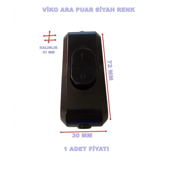 VİKO Plastik Ara Puar Anahtar SİYAH (FAR Tik Tak)
