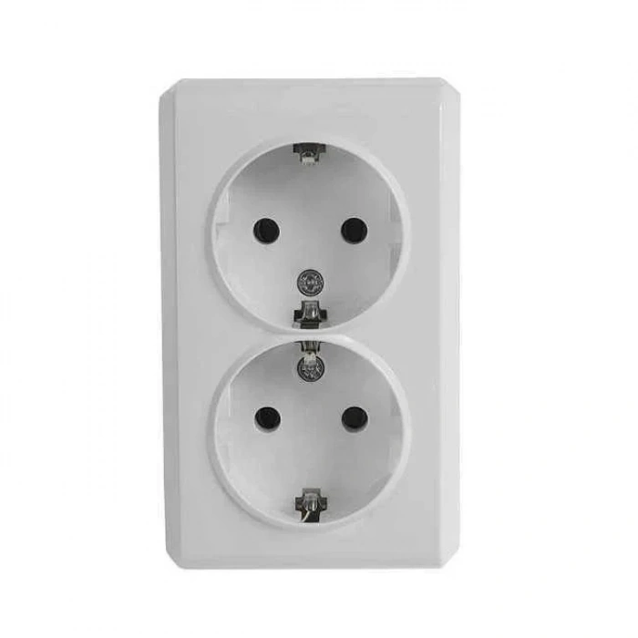 VİKO Vera Beyaz Sıva Üstü İkili Topraklı Priz 220v IP20