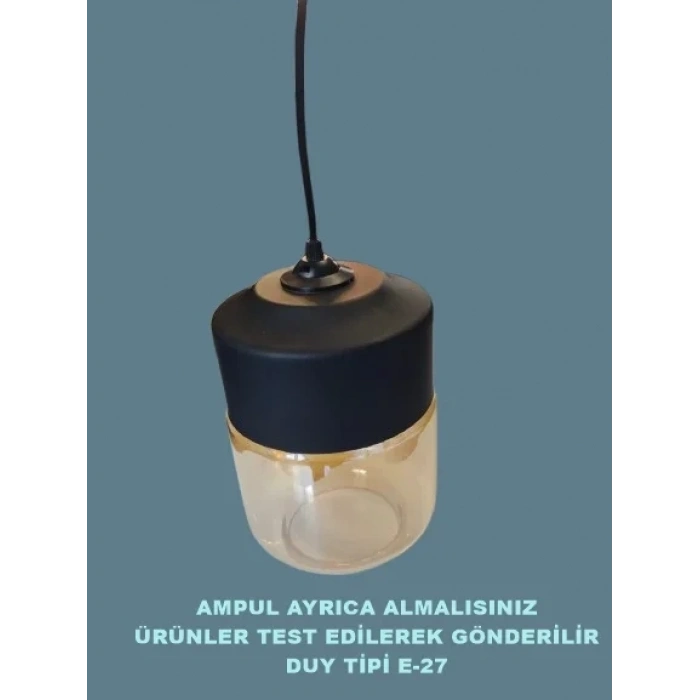 VİTO RAİNA ART BÜYÜK SİYAH AMBER E-27 CAM TEKLİ AVİZE