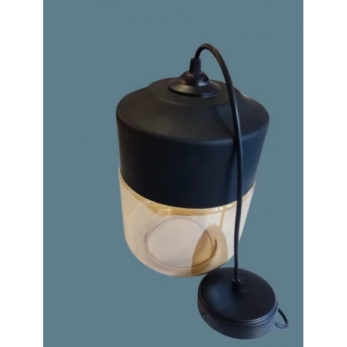 VİTO RAİNA ART BÜYÜK SİYAH AMBER E-27 CAM TEKLİ AVİZE