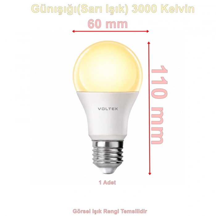 VOLTEK 9w Led Ampul E-27 Duylu GÜNIŞIĞI 3000K