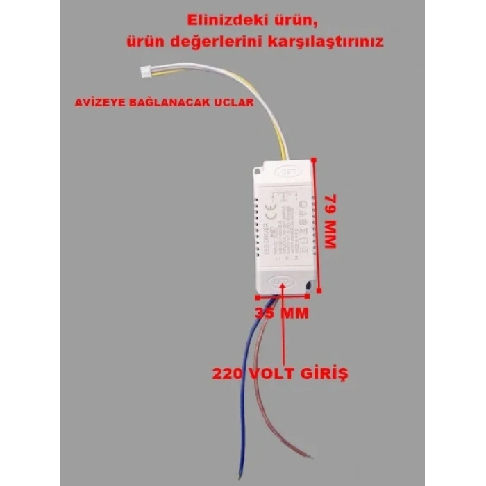 YILDIZ Led Avize Trafosu DC 72-120v 24-36w x 2 İki Modlu (40 Watt Çift Çıkışlı)