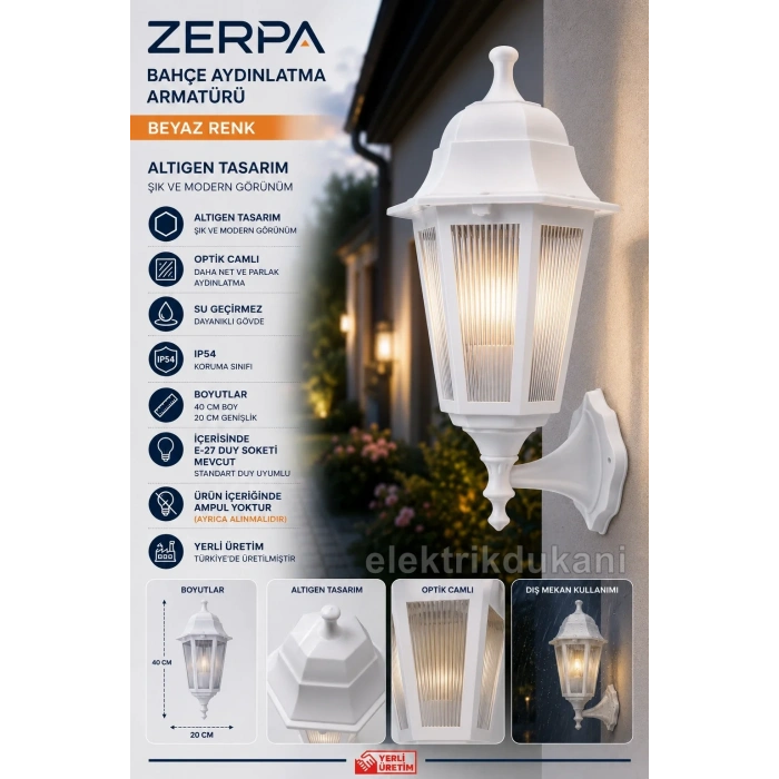 ZERPA ALTIGEN DUVAR APLİK BEYAZ