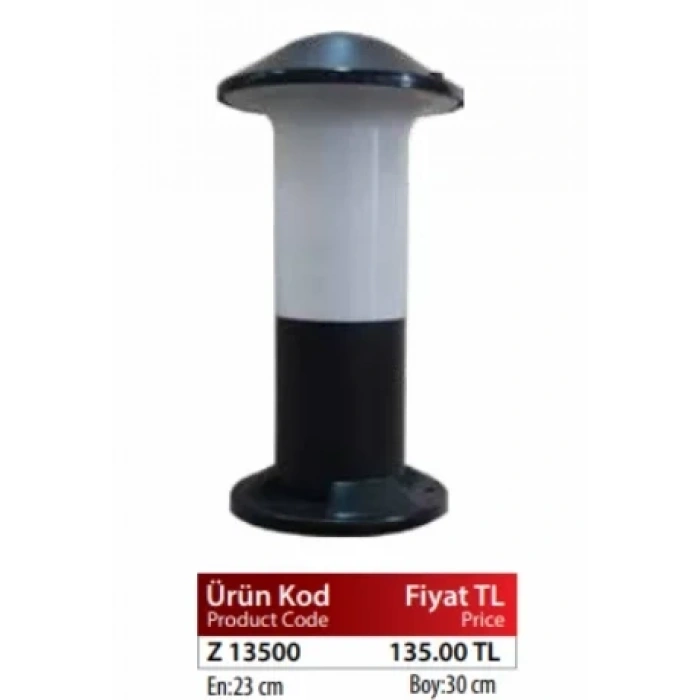 ZERPA Mantar Set Üstü Aplik BEYAZ Bahçe Armatür ABS Plastik E-27 Duylu IP45