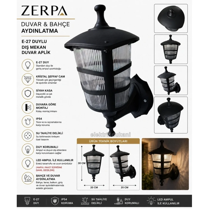 ZERPA ÜÇGEN DUVAR APLİK SİYAH