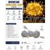 BONCUK İp 220v Süsleme Ledi Sabit Modlu SARI Işık 10mt Dış Mekan 100lü Süsleme Ledi IP55 Şeffaf Kablo (Günışığı)