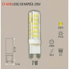 CATA 220v 7w G9 SARI Işık 3200k Kapsül Ampul Geniş Açı 600lm (Günışığı Mısır Dizgi İğne Ayaklı Avize Ampulü 220 Volt 7 Watt)