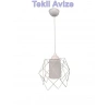 DMR Telli Baklava Camlı BEYAZ Tekli Avize E-27