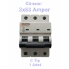 GÜNSAN 3X63A 10kA C TİP 3P OTOMAT VALTA