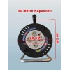 HOROZ Roll-2 Plastik Boş Kablo Makarası Monofaze 4 Prizli 50mt Kapasiteli Termik Korumalı (3x1.5 TTR) IP20