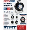 HOROZ Roll-2 Plastik Boş Kablo Makarası Monofaze 4 Prizli 50mt Kapasiteli Termik Korumalı (3x1.5 TTR) IP20