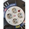 HOROZ Spin-1 Plastik Boş Kablo Makarası 25mt Kapasiteli IP20 Monofaze 4 Prizli Termik Korumalı