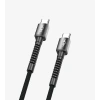 LİNKtech TYPE-C / TYPE-C 1m İp Örgülü Şarj Data Kablosu 60W 3A Siyah/Beyaz (USB-C / USB-C)