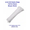PEMSAN Klips Kablo Bağı 2.5x140 BEYAZ (100lü Paket) Kablo Cırdı