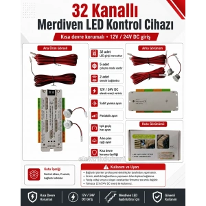 12v/24v DC 32 Basamaklı Merdiven Kontrol Kumanda Cihazı Ünitesi Toplam 500w Güç  2 Sensörlü Hareket e Duyarlı