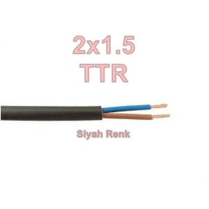 ALKAN 2x1.5mm TTR Elektrik Kablosu SİYAH (Çok Telli Esnek Kablo)