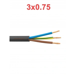ALKAN 3x0.75mm TTR Elektrik Kablosu SİYAH (Çok Telli Esnek Kablo)