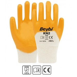 BEYBİ Pamuk Tam Kaplı İş Eldiveni Sarı KN2 NO:10 / XL