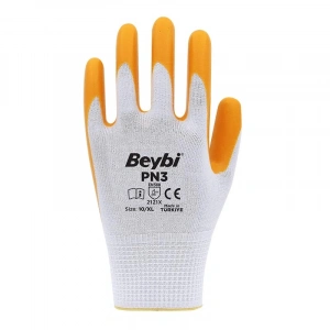 BEYBİ PN3 NİTRİL ELDİVEN SARI-BEYAZ NO:10