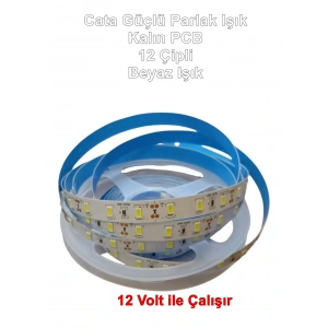 CATA 12v Dc BEYAZ 12 Çip Gold İç Mekan Şerit Led 6500k 1mt 16w IP20 (Metrede 12 Çipli 60 Led)