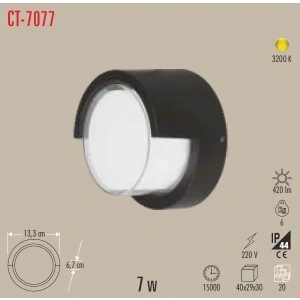 CATA Bora 7w SARI Işık 3200k Led Duvar ve Bahçe Aplik Dış Mekan IP54 7 Watt 220 Volt (Günışığı)