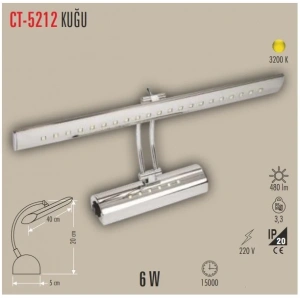 Cata Krom 6W Led Tablo Apliği 1 Kademe Gün Işığı(Sarı Işık) 3200K 220V 420 Lümen