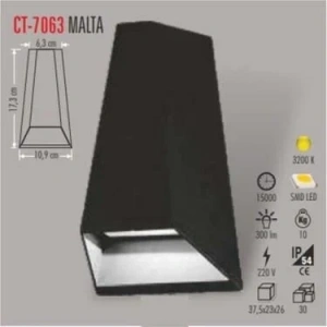 CATA Malta 6w GÜNIŞIĞI Çift Taraflı Led Duvar Aplik 3200k IP44 6 Watt 220 Volt
