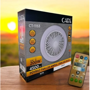 CATA Poyraz Fan 42w Ledli E-27 Duy a Takılabilen Kumandalı Vantilatör (Gizli Pervane)