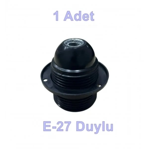 ÇETSAN İtalyan Duy E-27 Tam Diş SİYAH Avize Duyu (Vidalı Kablo Bağlantısı)