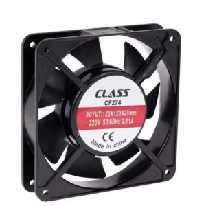 CLASS 120x120x25 Ac 220v Metal Pano Soğutma Havalandırma Fanı (2 Kablolu 220 Volt 0.11 Amper)