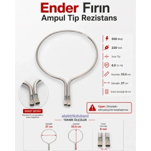 ENDER Fırın Boru Rezistansı 550w (İnce Ampul Tipi) 550 Watt 220 Volt 6.5 ? Cr-Ni