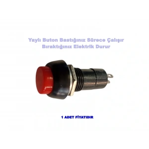 ENDER Plastik KIRMIZI Yuvarlak Yaylı Buton Anahtar 12mm