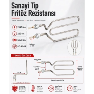 ENDER Sanayi Tipi Fritöz Rezistansı 2500 Watt 220 Volt 8.5 ? Cr-Ni