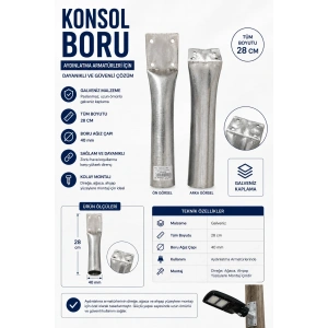 Galveniz 42mm (İNCE) Konsol Boru Sokak Lambası Ayağı Ezik ve Delikli